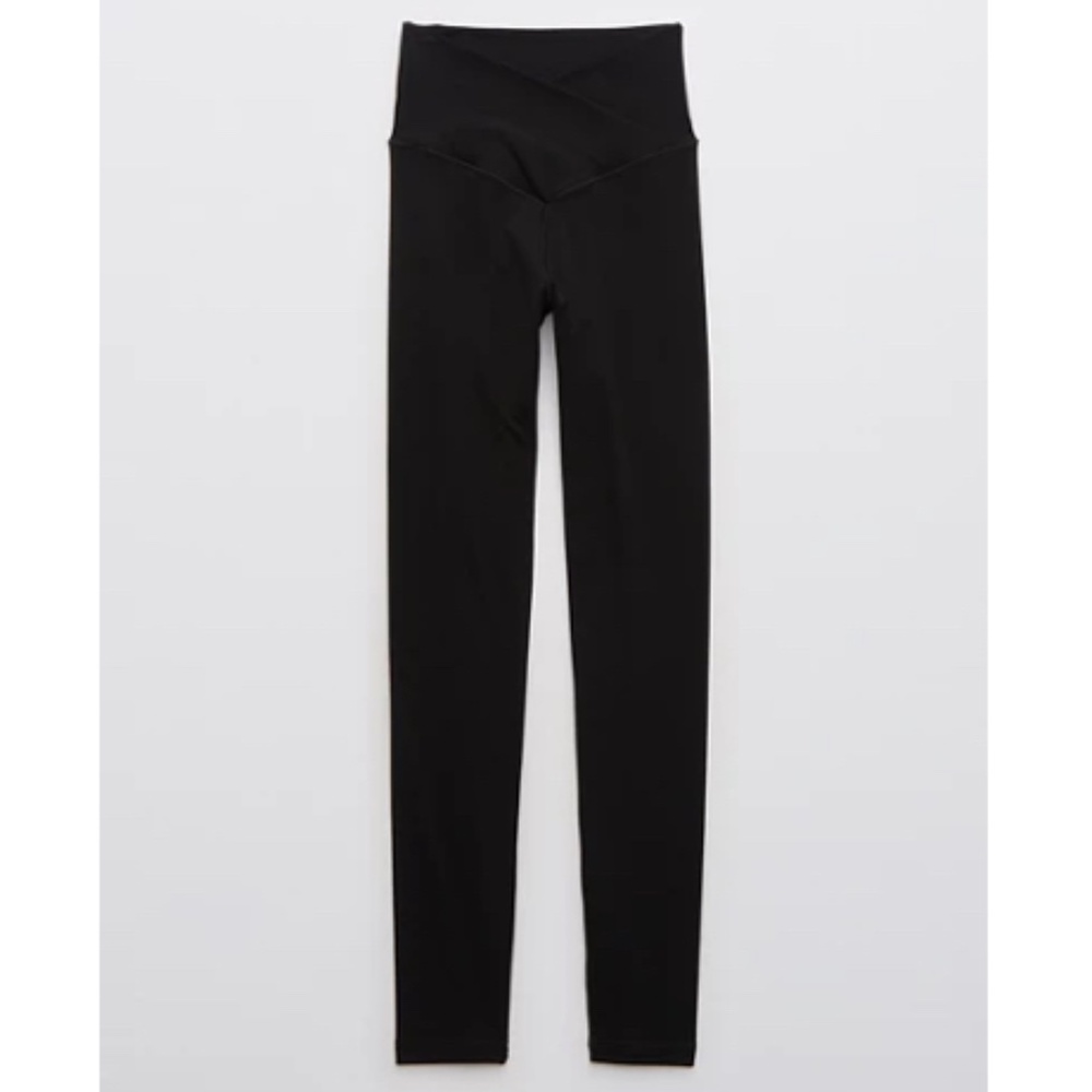 OFFLINE By Aerie Real Me High Waisted Crossover 7/8 Legging - Small True Black